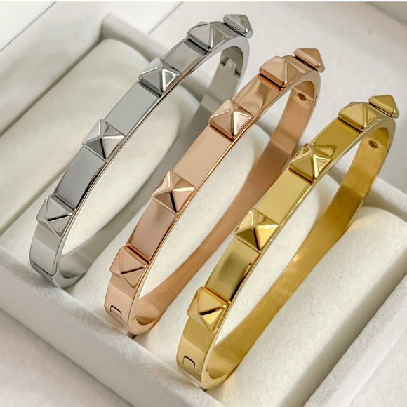 Geometric Jewelry Pyramid Bangle Bracelet Rockstar Jewelry Bangle Bracelets - Picture 4 of 11